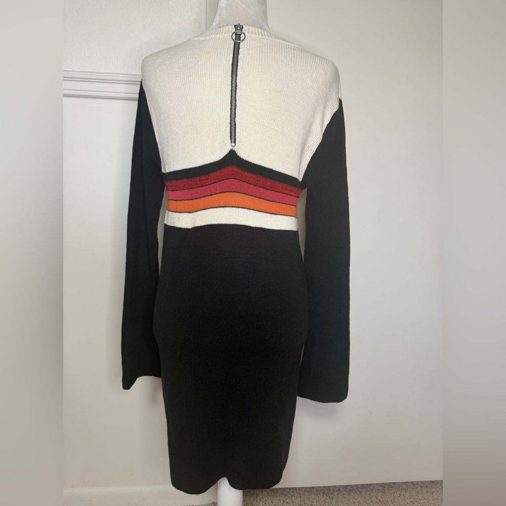 Free People Black and White Long Sleeve Dress with Stripes size M - Picture 5 of 9